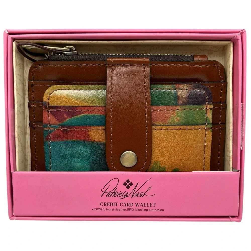 Patricia Nash Leather Cassis Id Credit Card Case Watercolor‎ Butterfly Gift Box